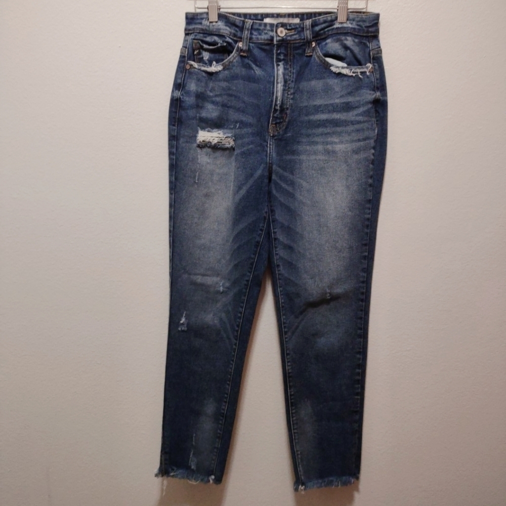 KanCan Distressed High Rise Skinny Crop Denim Jeans 27